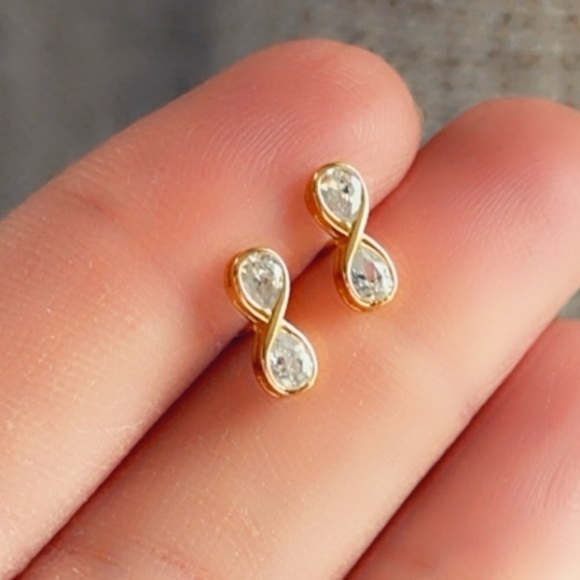 14K Gold Vermeil Infinity Stud Earrings - Picture 3 of 15